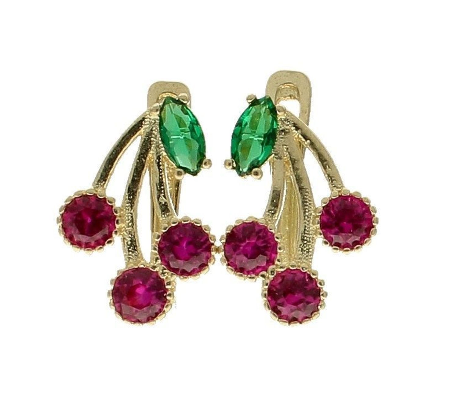 Złote kolczyki dla dziewczynki 585 'Czerwone wisienki' KL 11195. Złote kolczyki dla dziewczynki. Złote kolczyki dziecięce. Złote kolczyki owoce. Złote kolczyki dla dziecka. Złote kolczyki na prezent. Złote kolczyki z cy.jpg